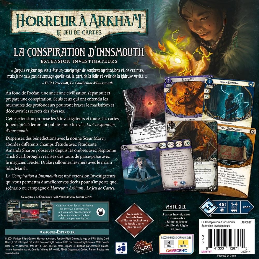 Horreur à Arkham JCE : La Conspiration d'Innsmouth (Investigateurs) - horreur à arkham jce : la conspiration d'innsmouth (investigateurs)
