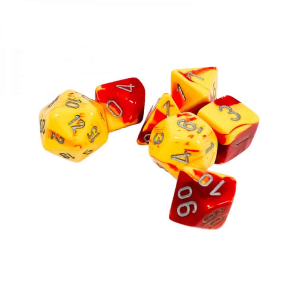 Set de 7 dés Gemini - Rouge/Jaune/Argent - set de 7 dés gemini rouge/jaune/argent