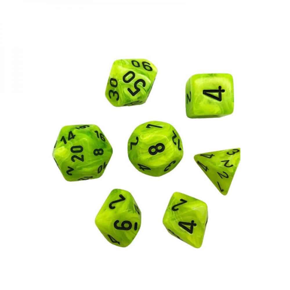 Set de 7 dés Vortex - Vert Clair/Noir - set de 7 dés vortex vert clair/noir