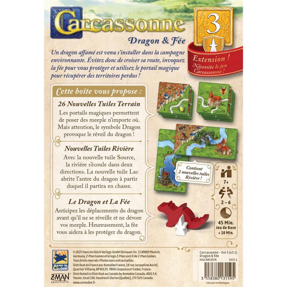Carcassonne extension 3 : Dragon et Fée 2025 - carcassonne extension 3 : dragon et fée 2025