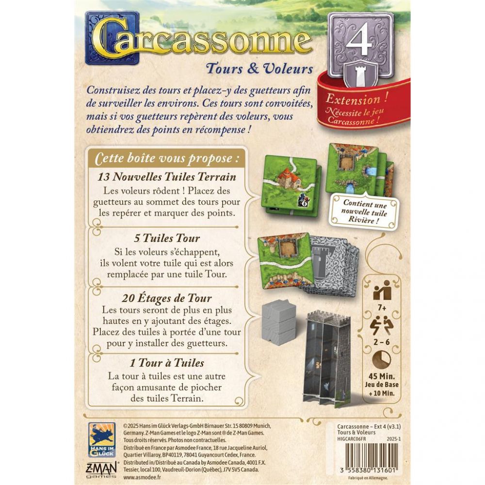 Carcassonne extension 4 : Tours et Voleurs 2025 - carcassonne extension 4 : tours et voleurs 2025