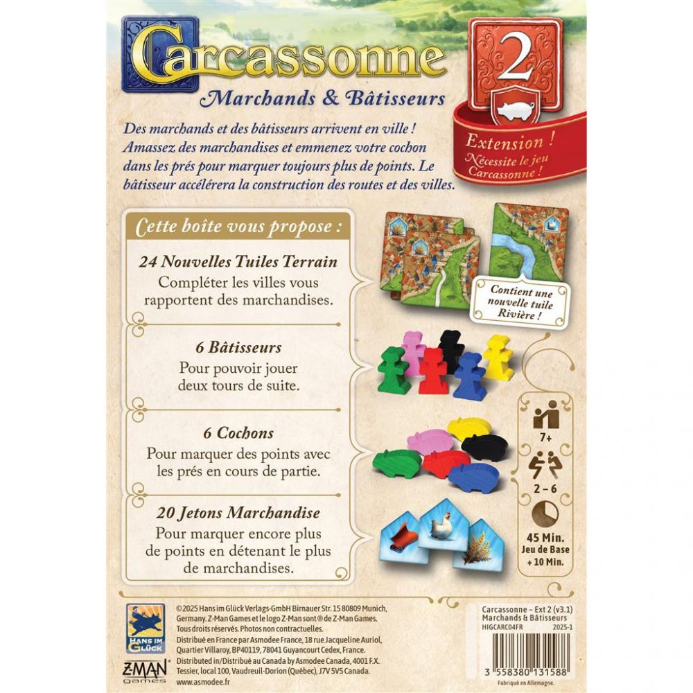 Carcassonne extension 2 : Marchands et Bâtisseurs 2025 - carcassonne extension 2 : marchands et bâtisseurs 2025