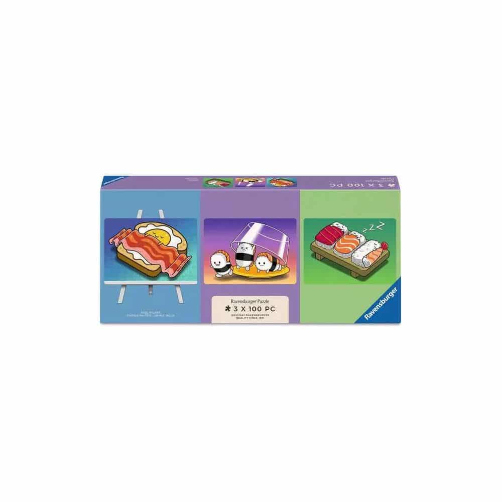 Puzzle - Repas Kawaii : 3x100 Pièces